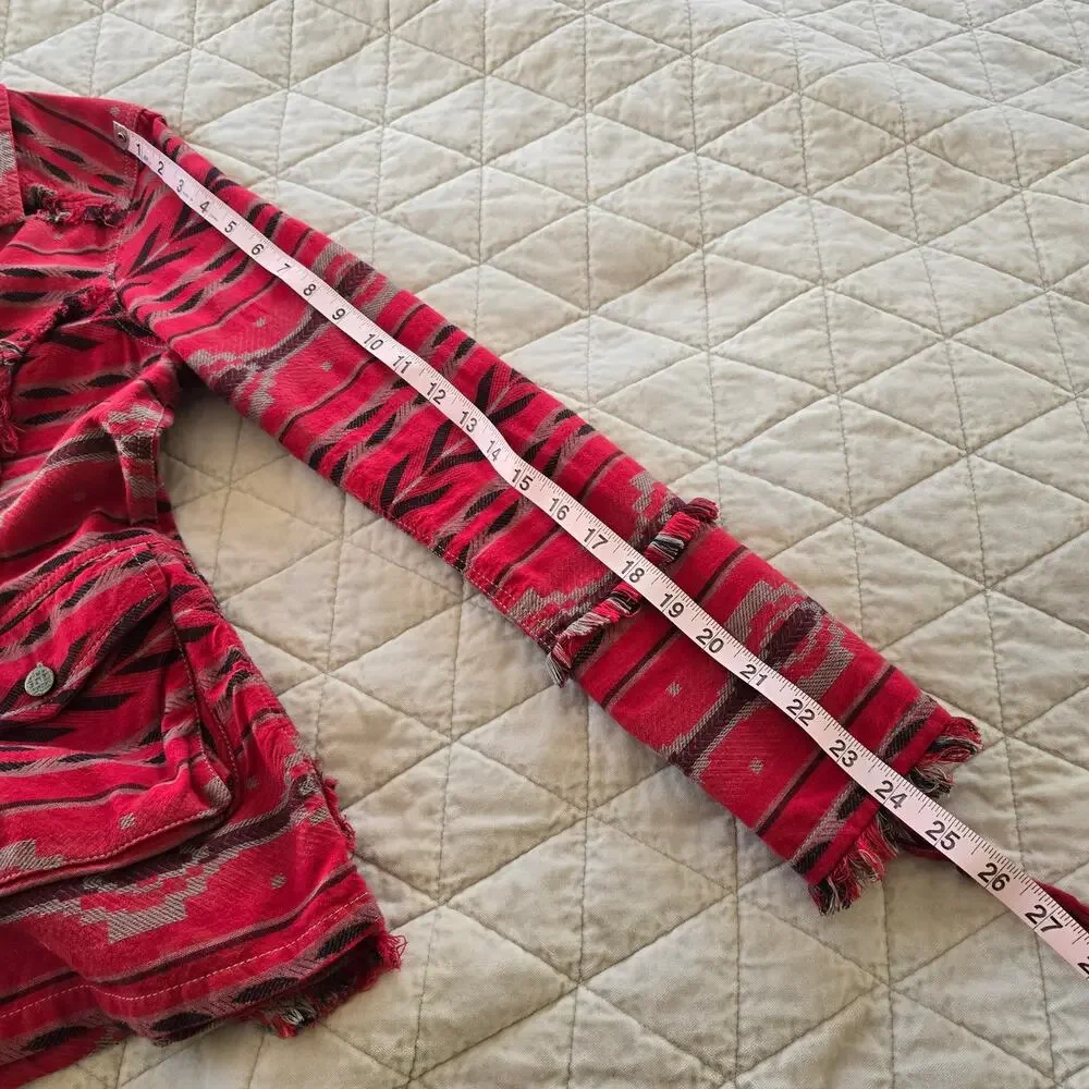 Ryan Michael Beacon Blanket Jacket Womens S Ruby Gray Boho Western Cowgirl Rodeo